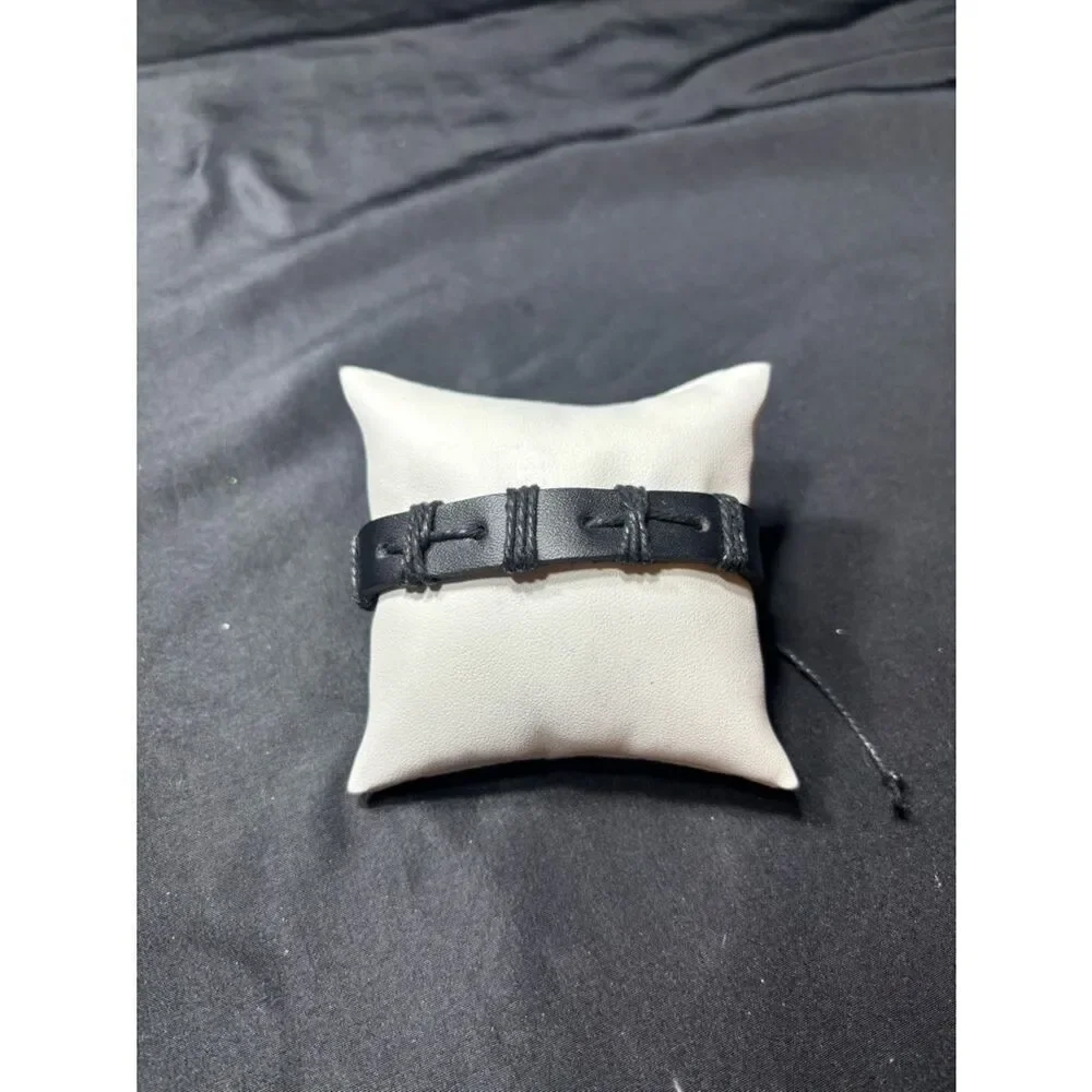 New Handwoven Black Leather Braided Bracelet